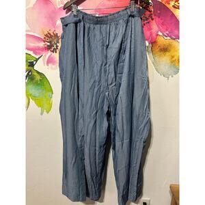 LuLaRoe Dianne Pants Women's Sz 3XL Light Blue Wide Leg Tie Waist -NWT